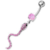 Trendy Jeweled Snake Belly Ring - Stunning Sterling Silver Charm!