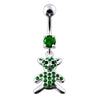 Trendy Jeweled Teddy Bear Belly Ring - Stylish 316L Steel & Sterling Silver Charm