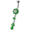 Radiant Jeweled Flower Belly Ring - Stylish 14g Curved Bar for Trendy Shoppers