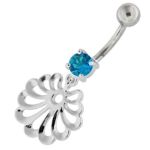 Elegant Jeweled Dangling Belly Ring – 925 Silver & Cubic Zirconia Sparkle