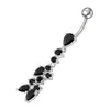 Trendy Multi-Stone Curved Belly Ring – Stylish Surgical Steel Accessory