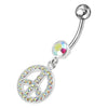 Trendy Silver Logo Curved Belly Ring - Stylish 316L Surgical Steel Charm