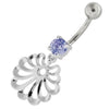 Elegant Jeweled Dangling Belly Ring – 925 Silver & Cubic Zirconia Sparkle