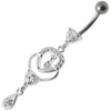 Trendy Jeweled Heart Banana Bar Belly Ring - Stylish Body Jewelry