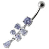 Chic Silver Jeweled Belly Ring - Dazzling Dangling Design for Trendy Shoppers!