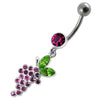 Elegant Jeweled Belly Ring – Fancy Grapes Design in Sterling Silver!