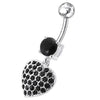 Trendy Jeweled Heart Belly Ring - Dazzling Sterling Silver & Surgical Steel