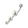 Trendy Pearl Jeweled Banana Bar Belly Ring - Exclusive Surgical Steel Design!