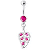 Sparkling Jeweled Leaf Navel Belly Ring - 925 Silver & Cubic Zirconia Gem!