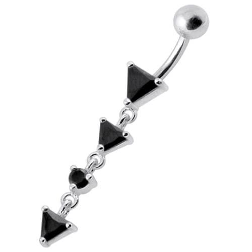 Trendy Jeweled Dangling Curved Belly Ring - Sparkle in Style!