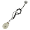 Trendy Jeweled Pearl Belly Ring - Stylish Silver Curved Bar Jewelry