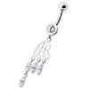 Trendy Heart Dangling Banana Belly Ring - Sterling Silver & Surgical Steel