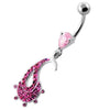 Trendy Multi Jeweled Fish Navel Belly Ring - Surgical Steel & Sterling Silver