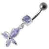 Elegant Jeweled Flower Belly Ring: Trendy 14g Surgical Steel Body Jewelry