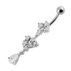 Elegant Sterling Silver Belly Ring with Surgical Steel Curved Bar - 14g