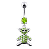 Trendy Jeweled Teddy Bear Belly Ring - Stylish 316L Steel & Sterling Silver Charm