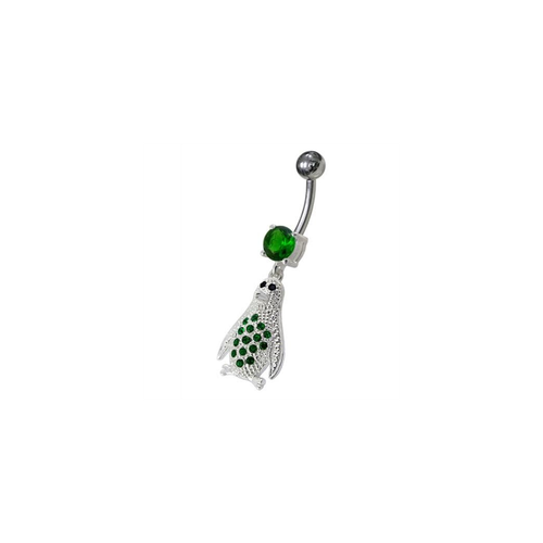 Sparkling Jeweled Penguin Belly Ring - Trendy 14g Surgical Steel Design