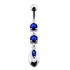 Trendy Jeweled Silver Belly Ring - Elegant 14g Surgical Steel Design