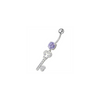 Sparkling Jeweled Heart Key Belly Ring - Trendy 14g Surgical Steel