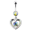 Trendy Jeweled Heart Belly Ring - Elegant Body Jewelry for Online Shoppers