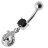 Stylish Sterling Silver CROSS Dangling Belly Ring - Trendy Body Jewelry