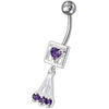 Stunning Jeweled Belly Ring - 316L Surgical Steel & Sterling Silver Charm