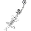 Trendy Jeweled Lizard Belly Ring - Stylish 14g Surgical Steel Body Jewelry