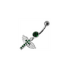 Trendy Jeweled Flying Cross Belly Ring - Surgical Steel & Sterling Silver Charm