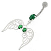 Enchanting Angel Wings: Floral Sterling Silver Belly Ring with Swarovski Sparkle