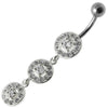 Elegant Vintage Style Dangling Belly Ring - 316L Steel & Sterling Silver