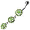 Elegant Vintage Style Dangling Belly Ring - 316L Steel & Sterling Silver