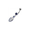 Trendy Jeweled Silver Dangling Belly Ring - 14g Surgical Steel Charm