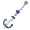 Elegant Anchor Belly Ring with Sterling Silver Charm & Sparkling Zirconia