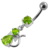 Trendy Jeweled Silver Banana Bar Belly Ring - Dazzle Your Midriff!