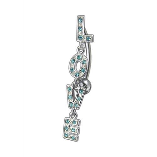 Trendy Jeweled 'LOVE' Reverse Belly Ring - Sparkle in Style!