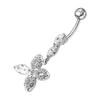 Elegant Jeweled Silver Belly Ring - Trendy 316L Surgical Steel Design