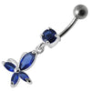 Elegant Jeweled Flower Belly Ring: Trendy 14g Surgical Steel Body Jewelry