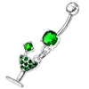 Trendy Jeweled Banana Bar Belly Ring - Stylish 14g Sterling Silver Charm