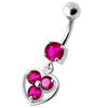 Elegant Jeweled Silver Heart Belly Ring - Surgical Steel & Sterling Silver