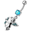 Radiant Angel Silver Belly Ring with Jeweled Fancy Design - Trendy & Stylish!