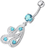 Trendy Sterling Silver Dangling Belly Ring - 316L Surgical Steel