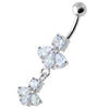 Radiant Jeweled Belly Ring - 316L Surgical Steel & Sterling Silver Charm