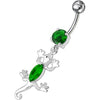 Trendy Jeweled Lizard Belly Ring - Stylish 14g Surgical Steel Body Jewelry