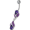 Trendy Zirconia Banana Bar Belly Ring - Luxury Surgical Steel & Sterling Silver