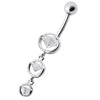 Trendy Studded Dangling Belly Ring - Stylish 14g Sterling Silver Charm!