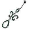 Trendy Jeweled Belly Ring - 316L Steel & Sterling Silver Elegance