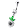 Heartfelt Elegance: White Jeweled Dangling Belly Ring for Trendy Shoppers