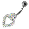 Trendy Heart Silver Belly Ring - Sparkling SS Banana Bar Navel Jewelry