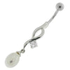 Trendy Jeweled & Pearl Belly Ring - Elegant Curved Bar Design in Silver!