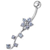 Elegant Silver Flower Belly Ring - Sterling Chic & Trendy Body Jewelry